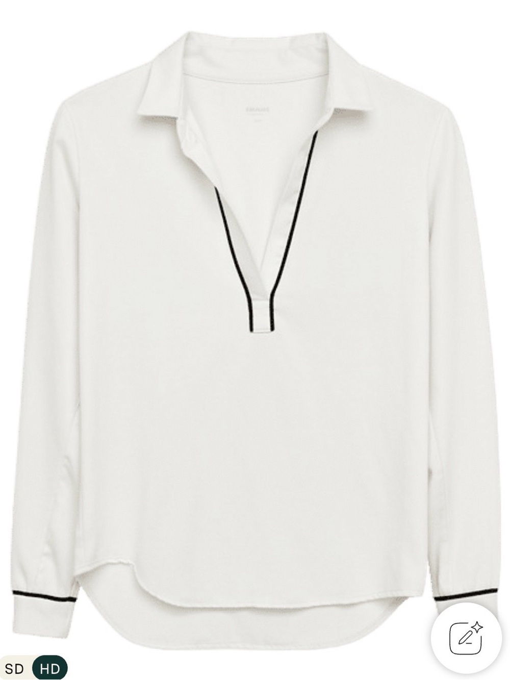 LOFT White Shirt with Black Trim